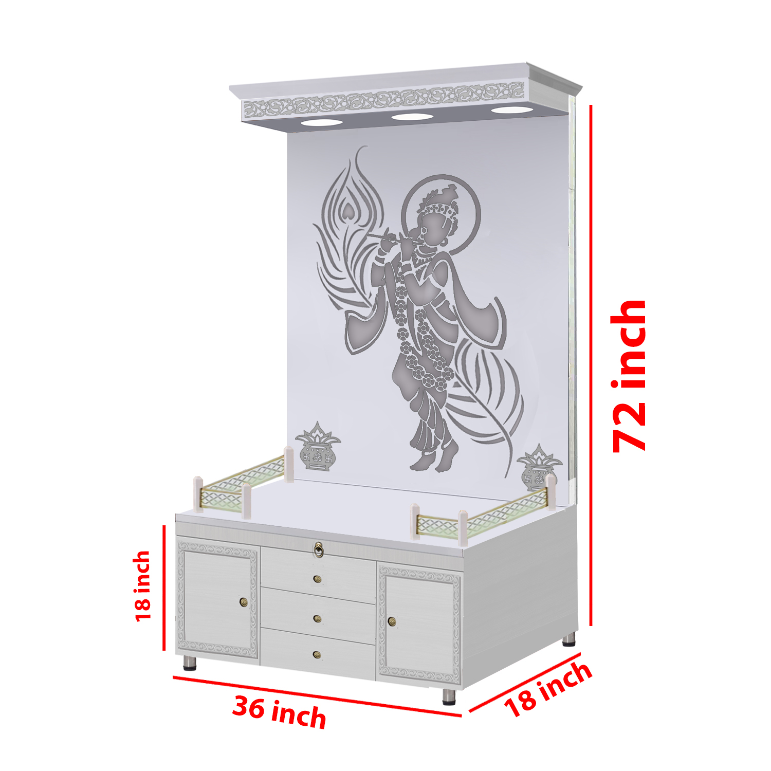 The Temple hub Wooden Temple |White Mandir With LED Light Puja Mandir For Home & Office Decor - Image 4