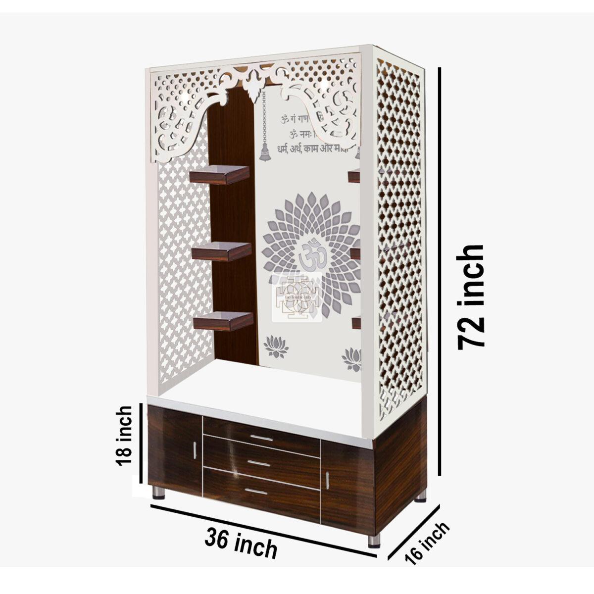 The Temple hub Wooden Temple | Brown Mandir With LED Light Puja Mandir For Home & Office Decor - Image 7