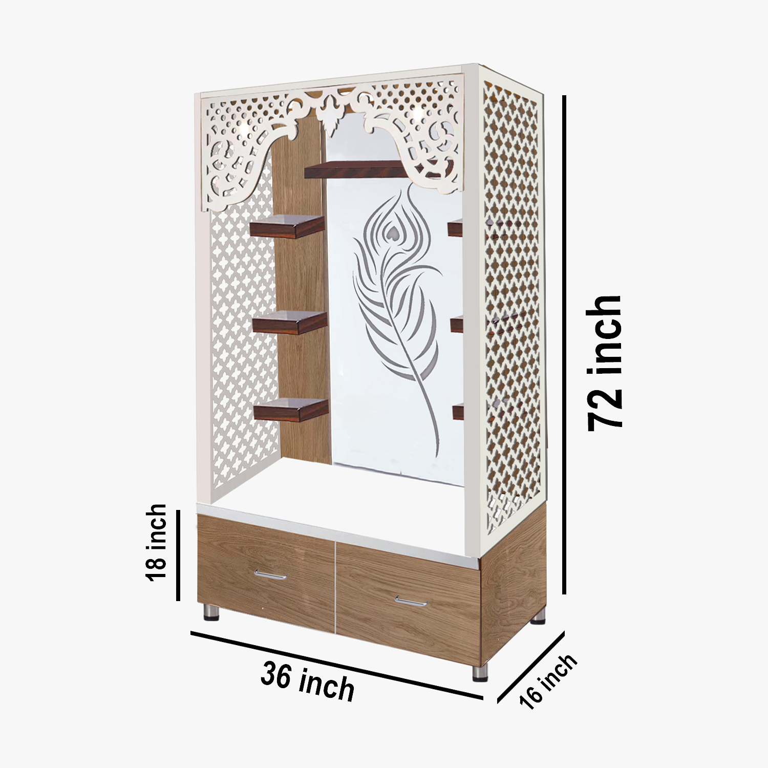 The Temple hub Wooden Temple | Beige Mandir With LED Light Puja Mandir For Home & Office Decor - Image 6