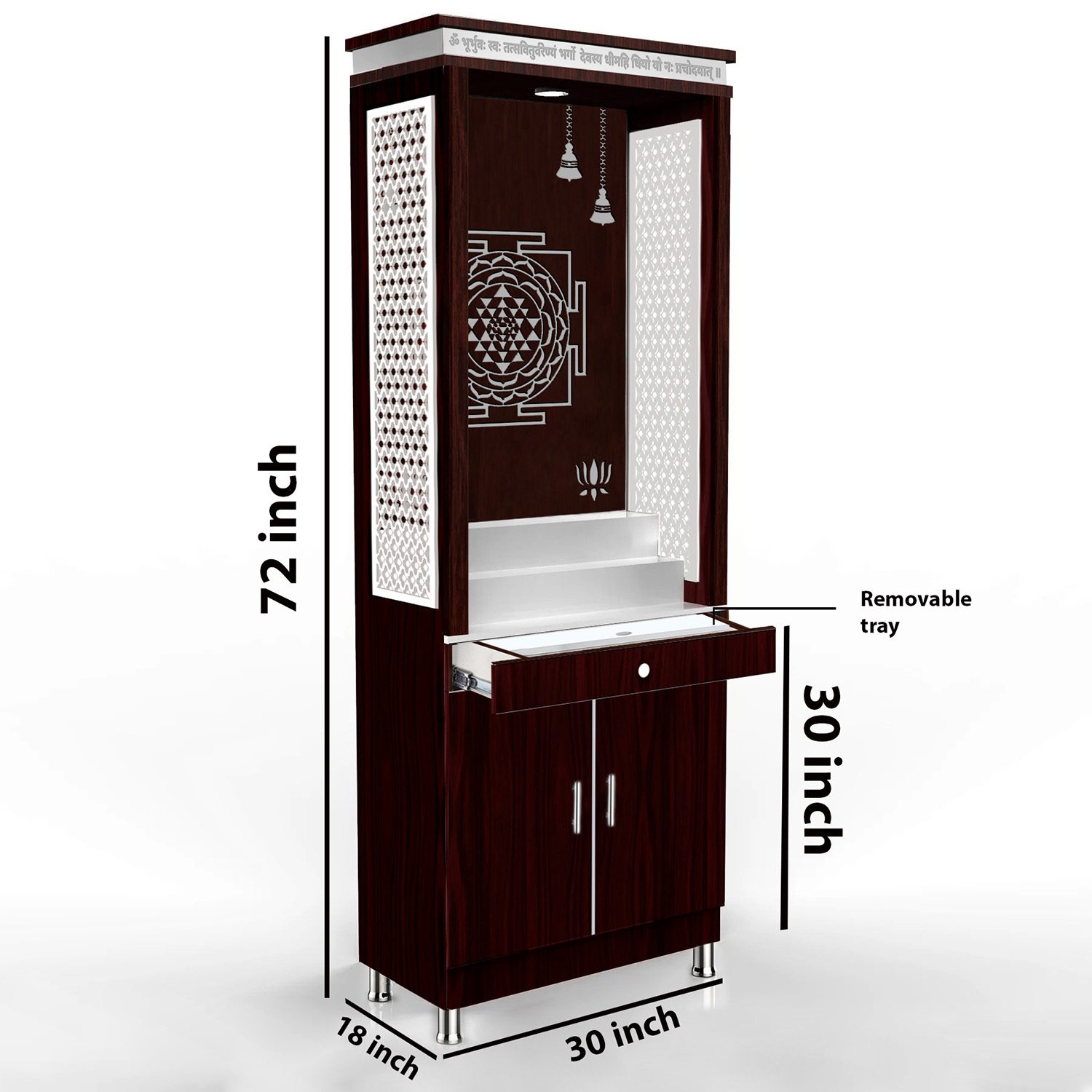 The Temple hub Wooden Temple | Brown Mandir With LED Light Puja Mandir For Home & Office Decor - Image 6