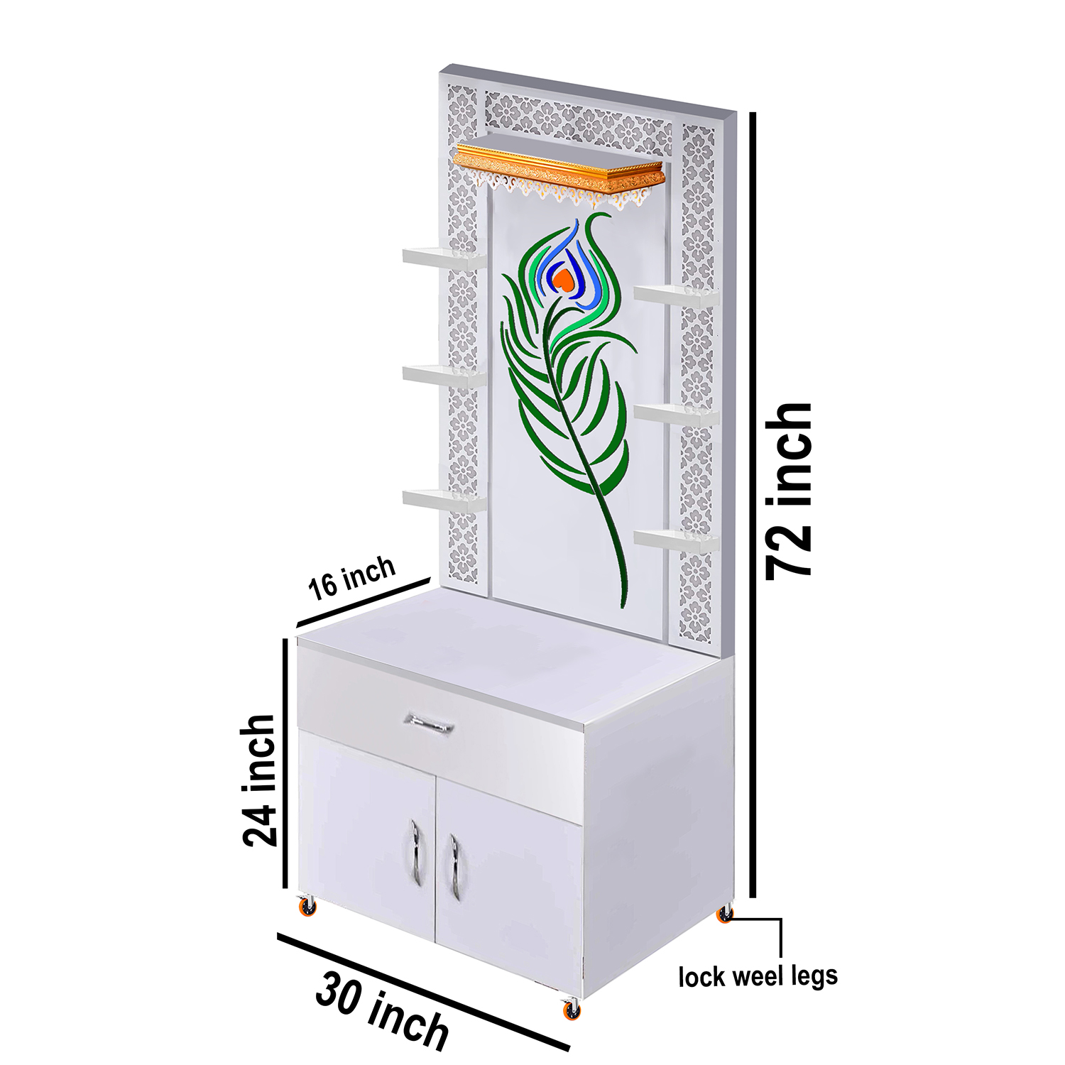 The Temple hub Wooden Temple | White Mandir With LED Light Puja Mandir For Home & Office Decor - Image 9