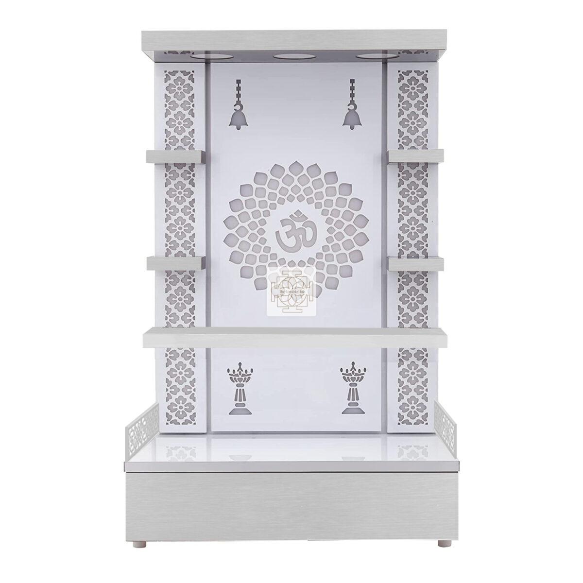 The Temple hub Wooden Temple | White Mandir With LED Light Puja Mandir For Home & Office Decor