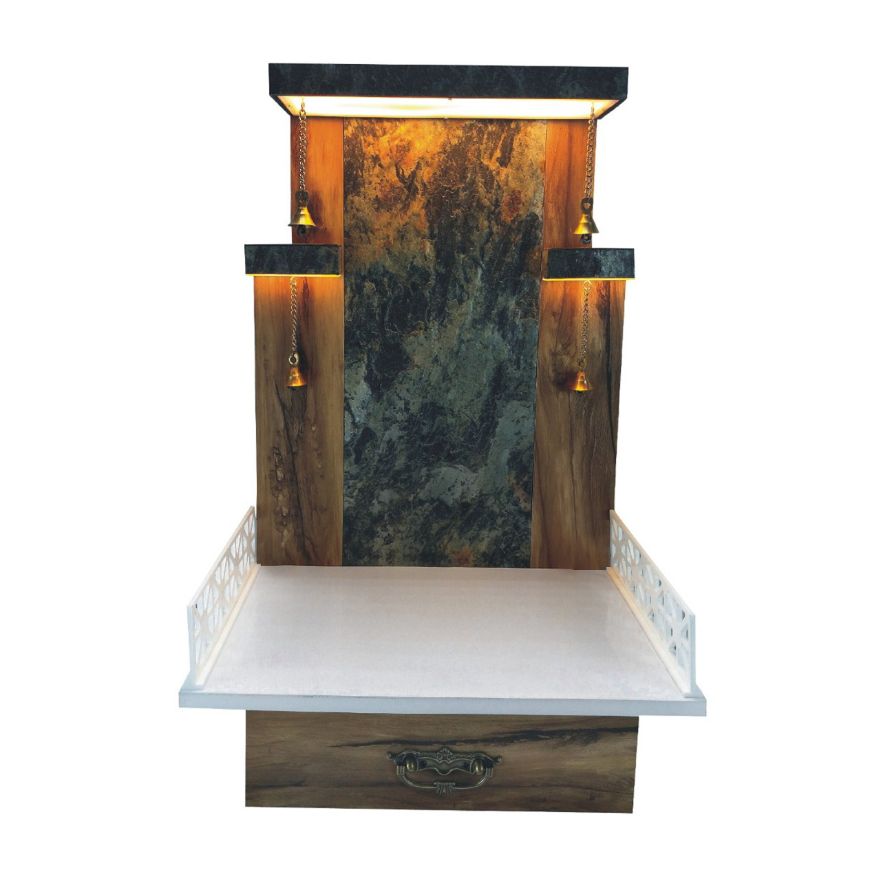 The Temple hub Wooden Temple | Stone Mandir With LED Light Puja Mandir For Home & Office Decor