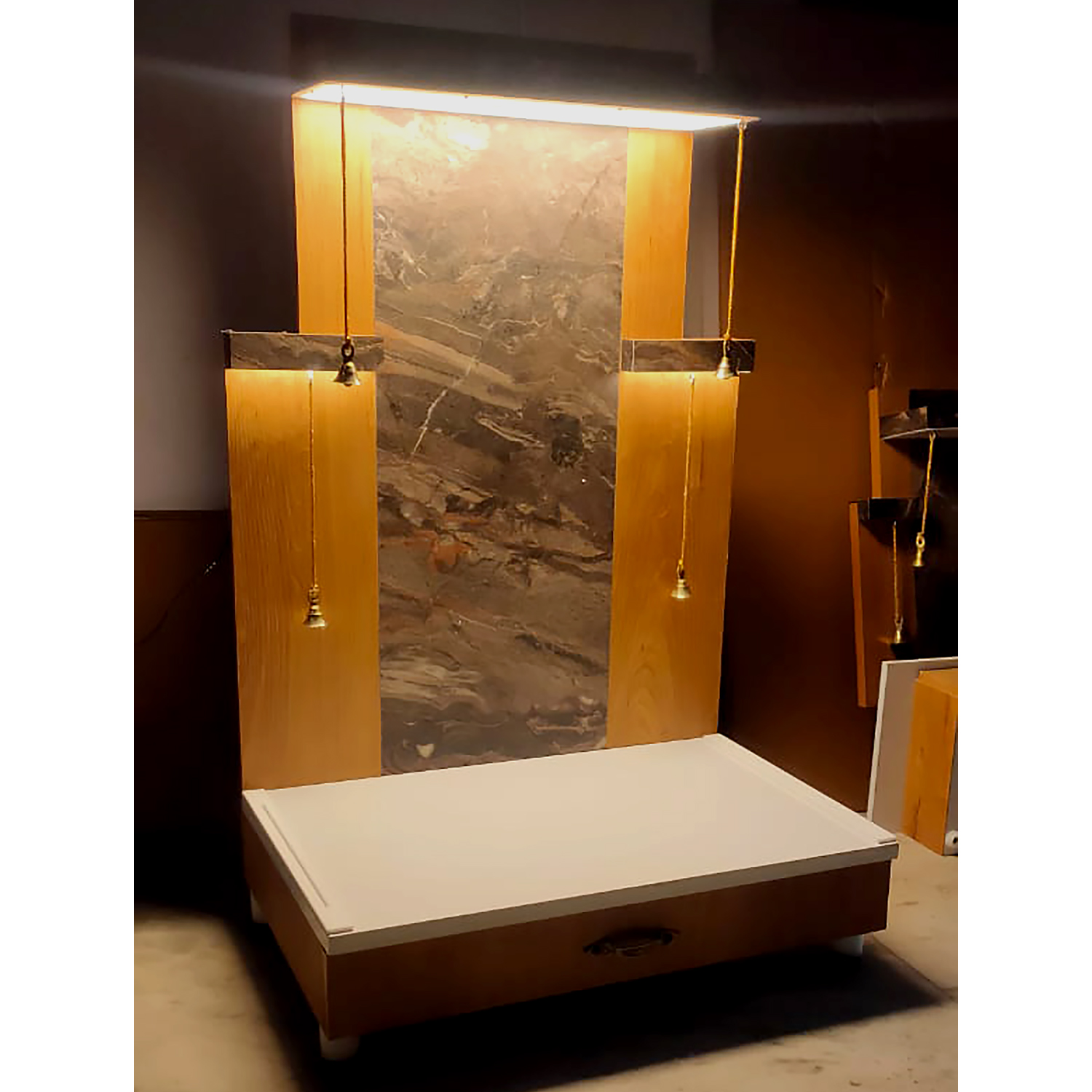 The Temple hub Wooden Temple | Stone Mandir With LED Light Puja Mandir For Home & Office Decor - Image 2