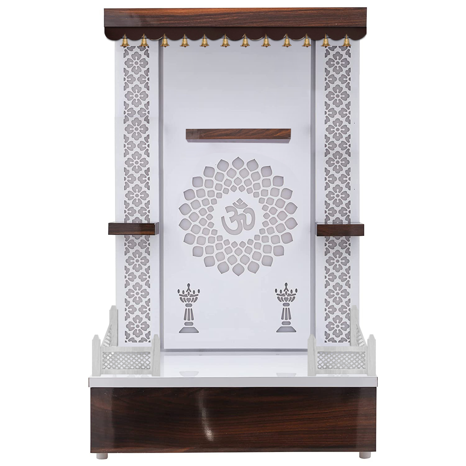 The Temple hub Wooden Temple | White Mandir With LED Light Puja Mandir For Home & Office Decor - Image 2