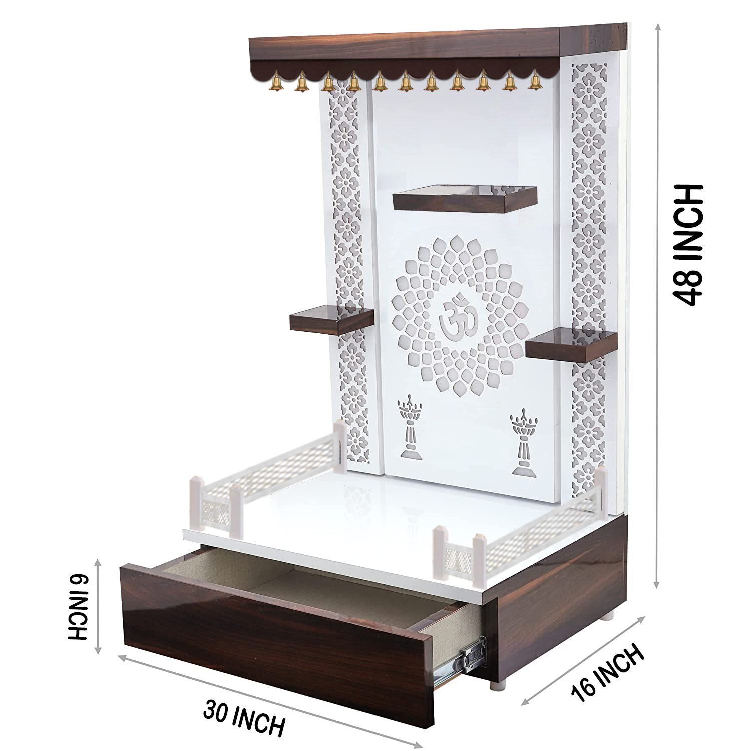The Temple hub Wooden Temple | White Mandir With LED Light Puja Mandir For Home & Office Decor - Image 5