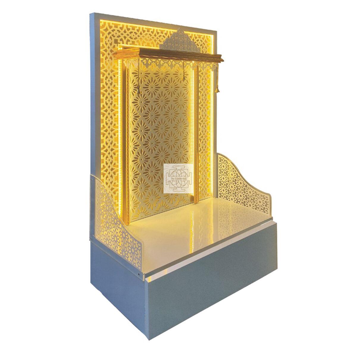 The Temple hub Wooden Temple | White Mandir With LED Light Puja Mandir For Home & Office Decor - Image 2