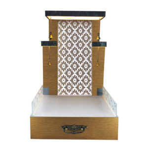 The Temple hub Wooden Temple | Golden Mandir With LED Light Puja Mandir For Home & Office Decor