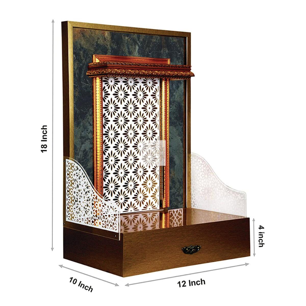 The Temple hub Wooden Temple | Golden Mandir With LED Light Puja Mandir For Home & Office Decor - Image 3
