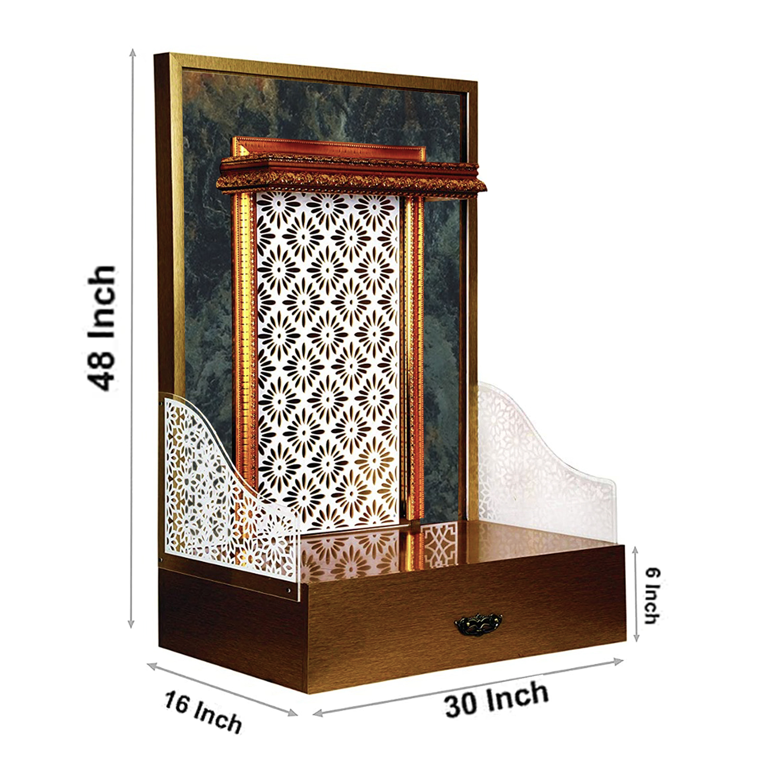 The Temple hub Wooden Temple | Golden Mandir With LED Light Puja Mandir For Home & Office Decor - Image 6