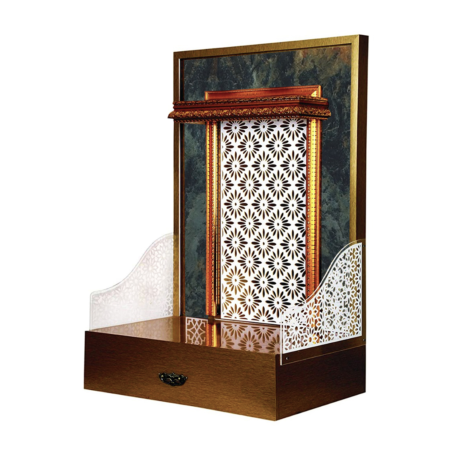 The Temple hub Wooden Temple | Golden Mandir With LED Light Puja Mandir For Home & Office Decor - Image 2