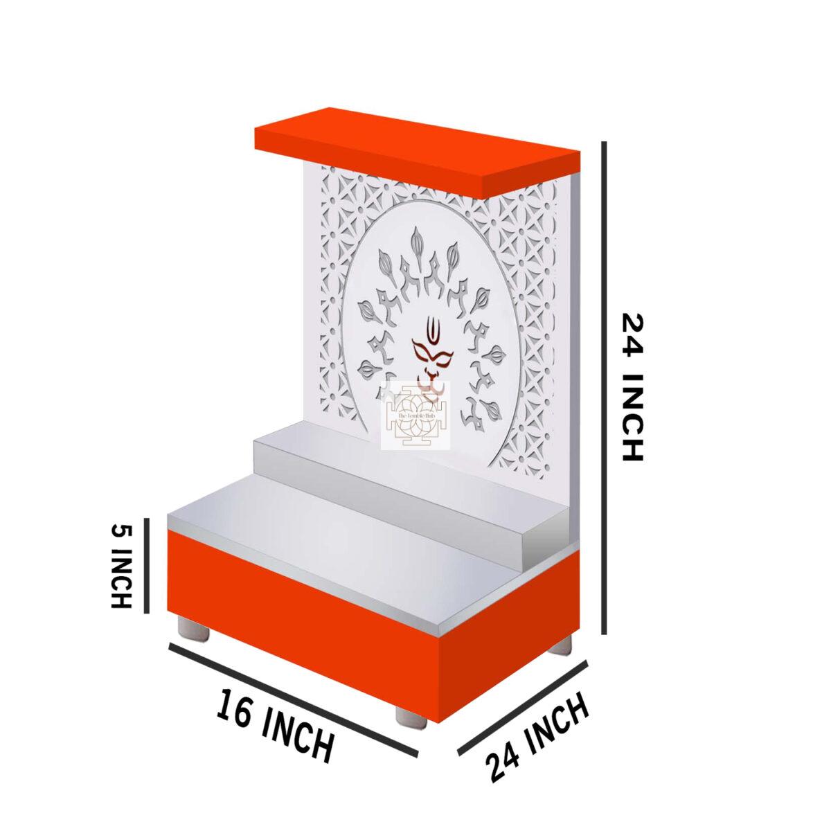 The Temple hub Wooden Temple | Orange Mandir With LED Light Puja Mandir For Home & Office Decor - Image 3