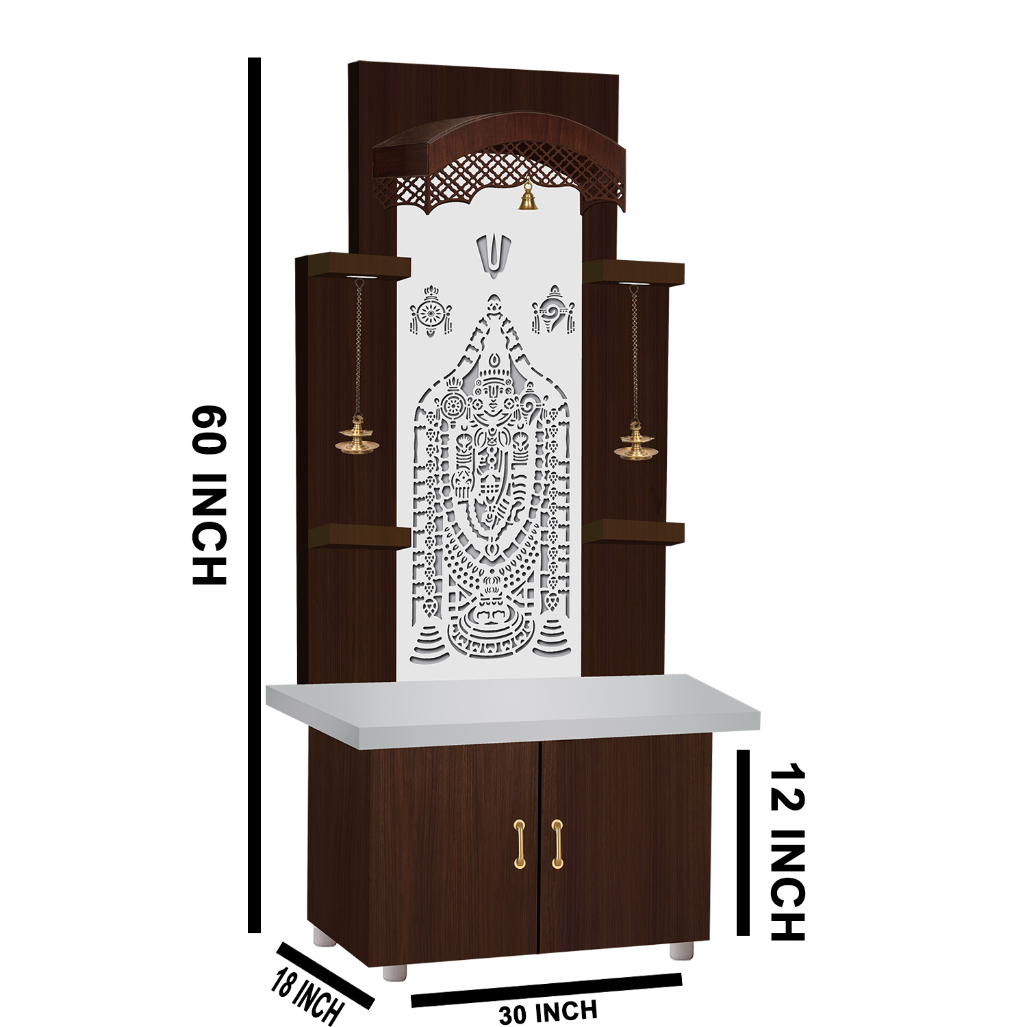 The Temple hub Wooden Temple | Brown Mandir With LED Light Puja Mandir For Home & Office Decor (Copy) - Image 8