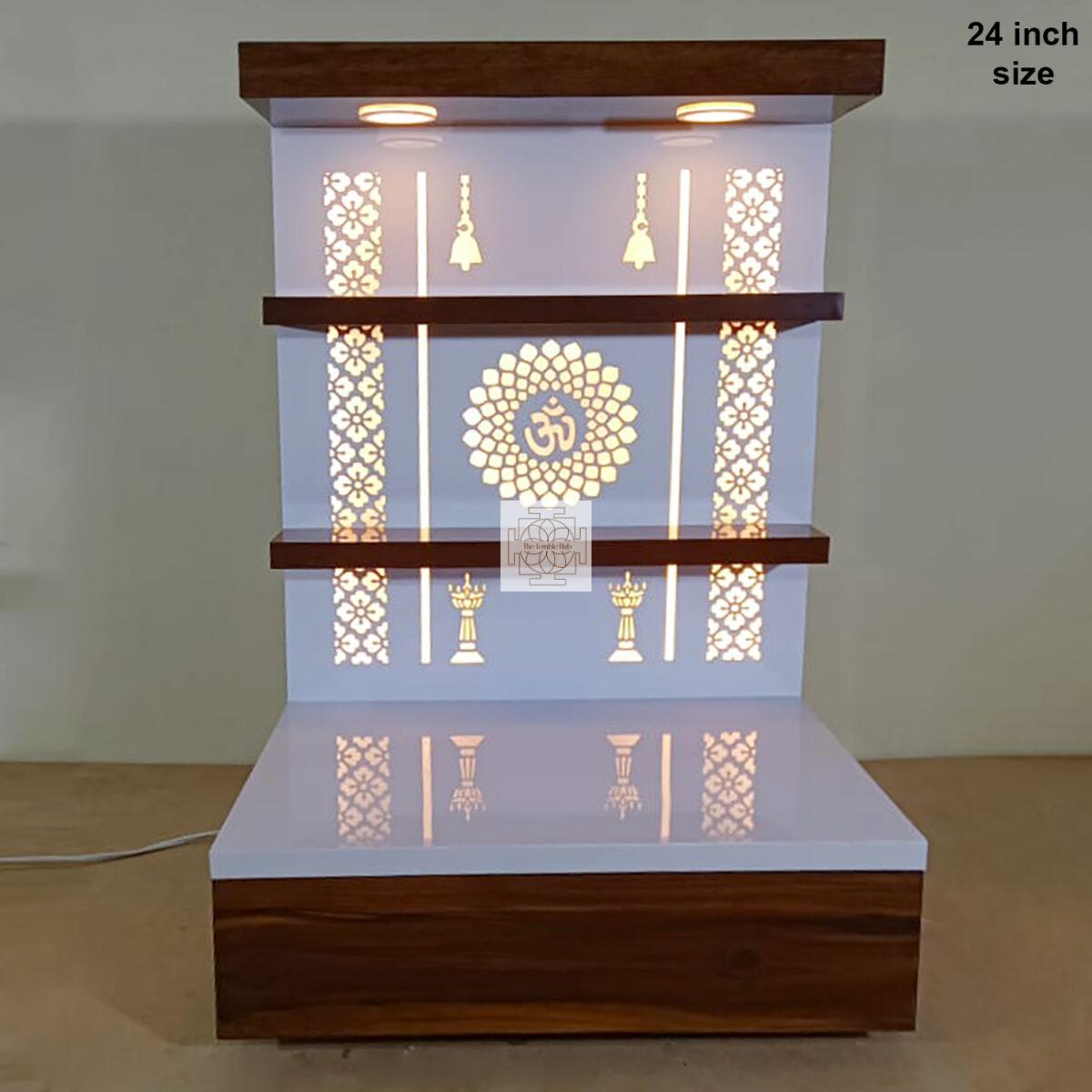 The Temple hub Wooden Temple | White Mandir With LED Light Puja Mandir For Home & Office Decor - Image 2