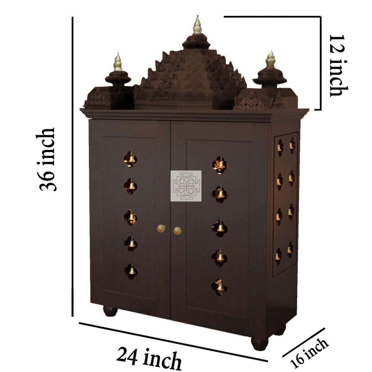 The Temple hub Wooden Temple | Brown Door Mandir With LED Light Puja Mandir For Home & Office Decor - Image 4