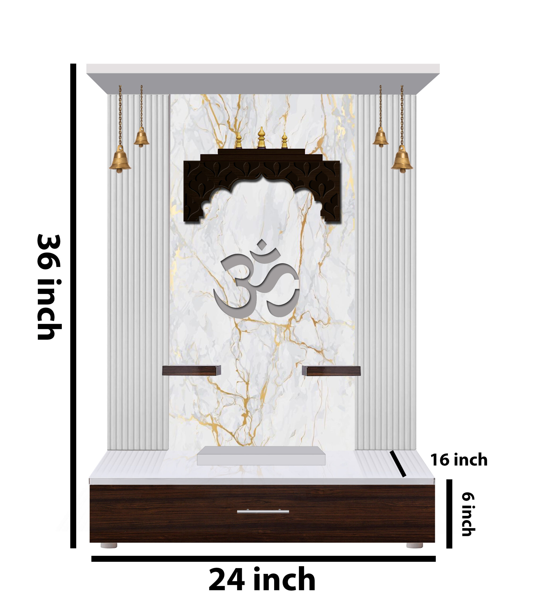 The Temple hub Wooden Temple | White Mandir With LED Light Puja Mandir For Home & Office Decor - Image 4