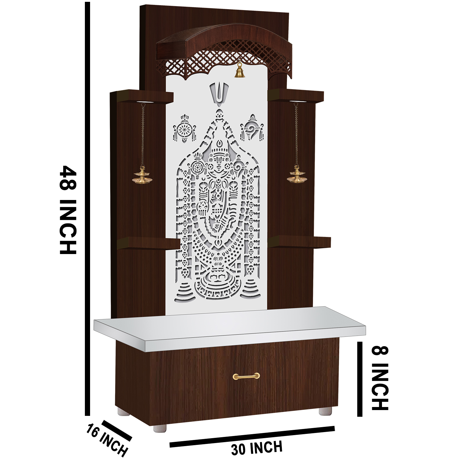 The Temple hub Wooden Temple | Brown Mandir With LED Light Puja Mandir For Home & Office Decor (Copy) - Image 7