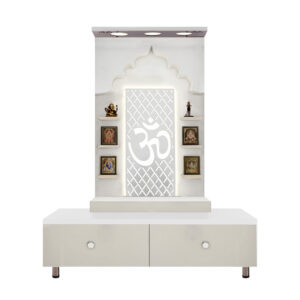 The Temple hub Wooden Temple | White Mandir With LED Light Puja Mandir For Home & Office Decor (Copy)
