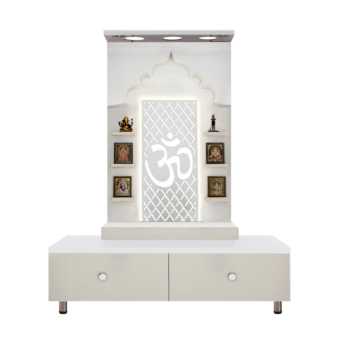 The Temple hub Wooden Temple | White Mandir With LED Light Puja Mandir For Home & Office Decor (Copy)