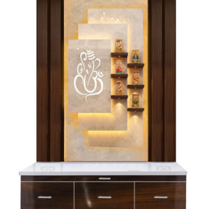 The Temple hub Wooden 3D Frame Temple | White Mandir With LED Light Puja Mandir For Home & Office Decor