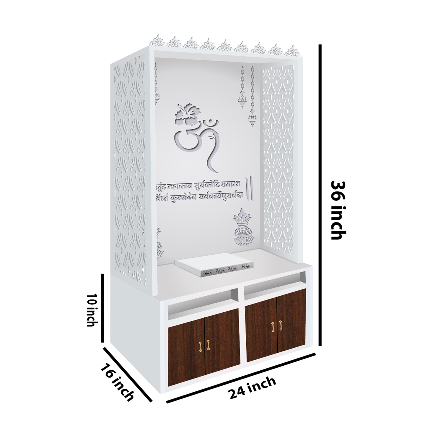 The Temple hub Wooden Temple | White Mandir With LED Light Puja Mandir For Home & Office Decor - Image 5