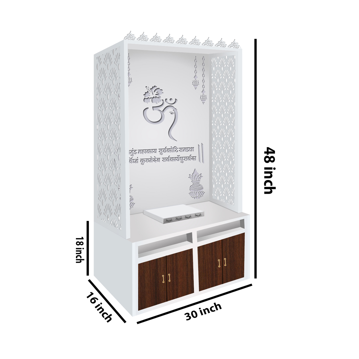 The Temple hub Wooden Temple | White Mandir With LED Light Puja Mandir For Home & Office Decor - Image 6