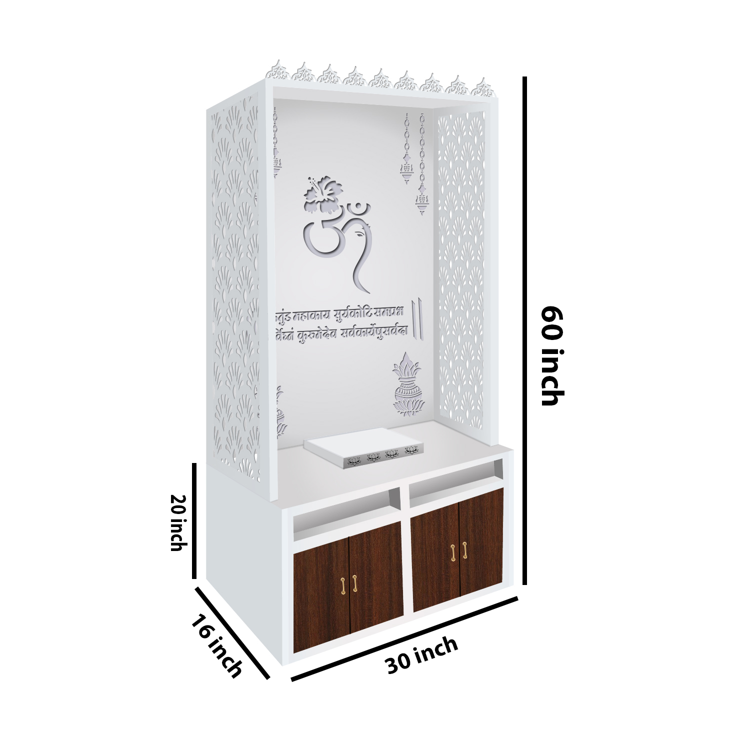The Temple hub Wooden Temple | White Mandir With LED Light Puja Mandir For Home & Office Decor - Image 7