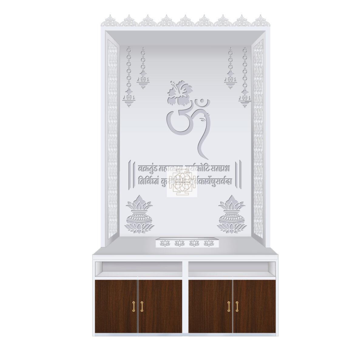 The Temple hub Wooden Temple | White Mandir With LED Light Puja Mandir For Home & Office Decor