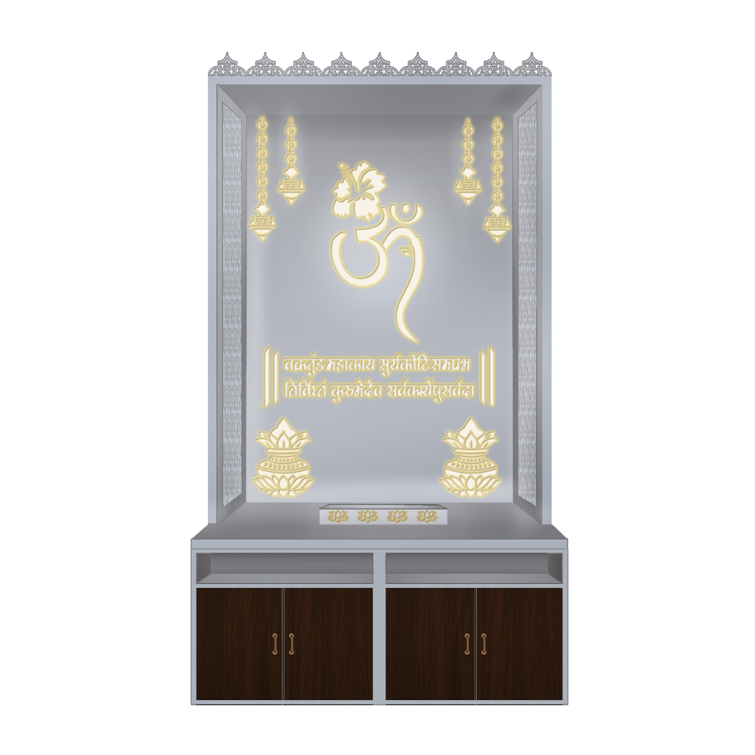 The Temple hub Wooden Temple | White Mandir With LED Light Puja Mandir For Home & Office Decor - Image 4