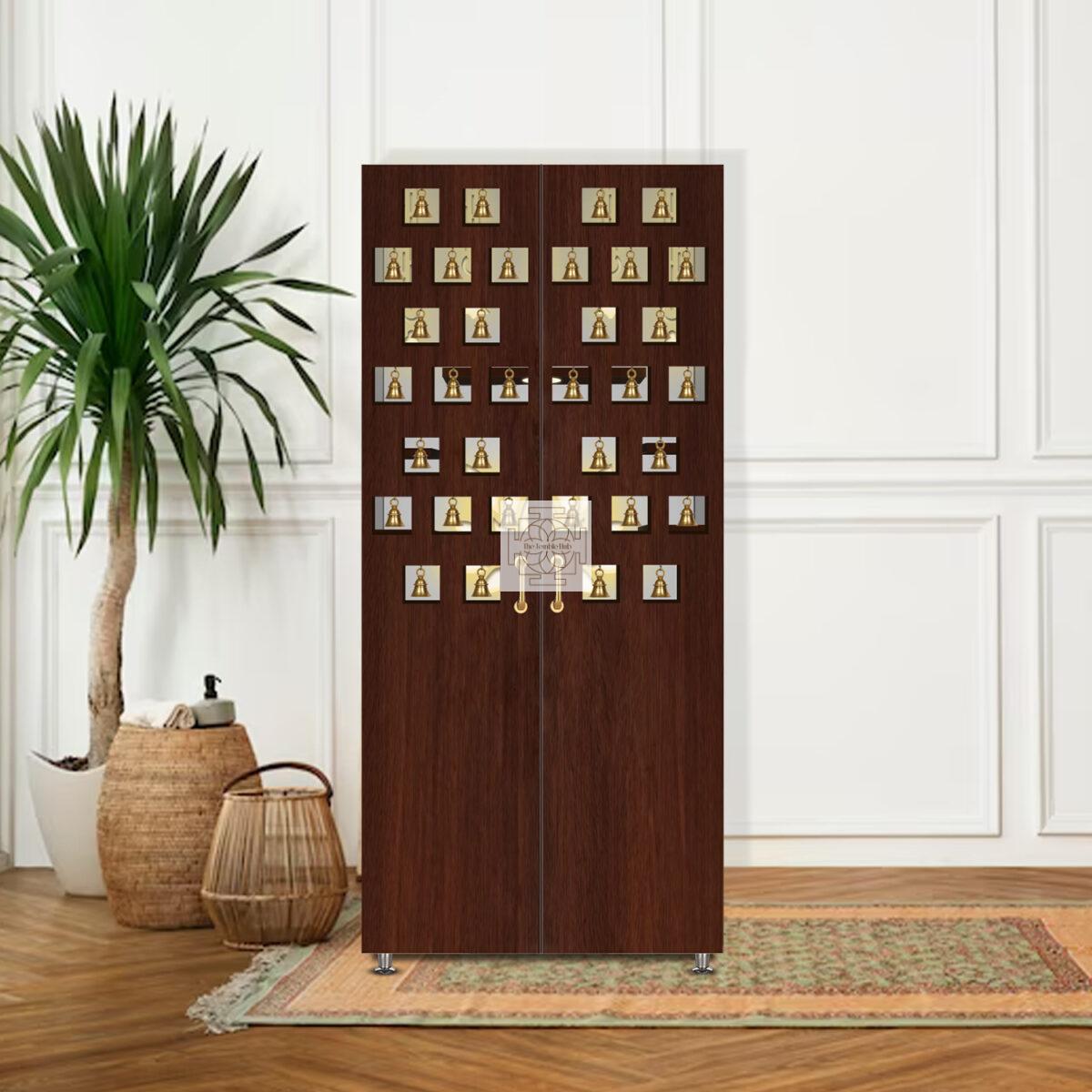 The Temple hub Wooden Temple | Brown Door Mandir With LED Light Puja Mandir For Home & Office Decor - Image 5