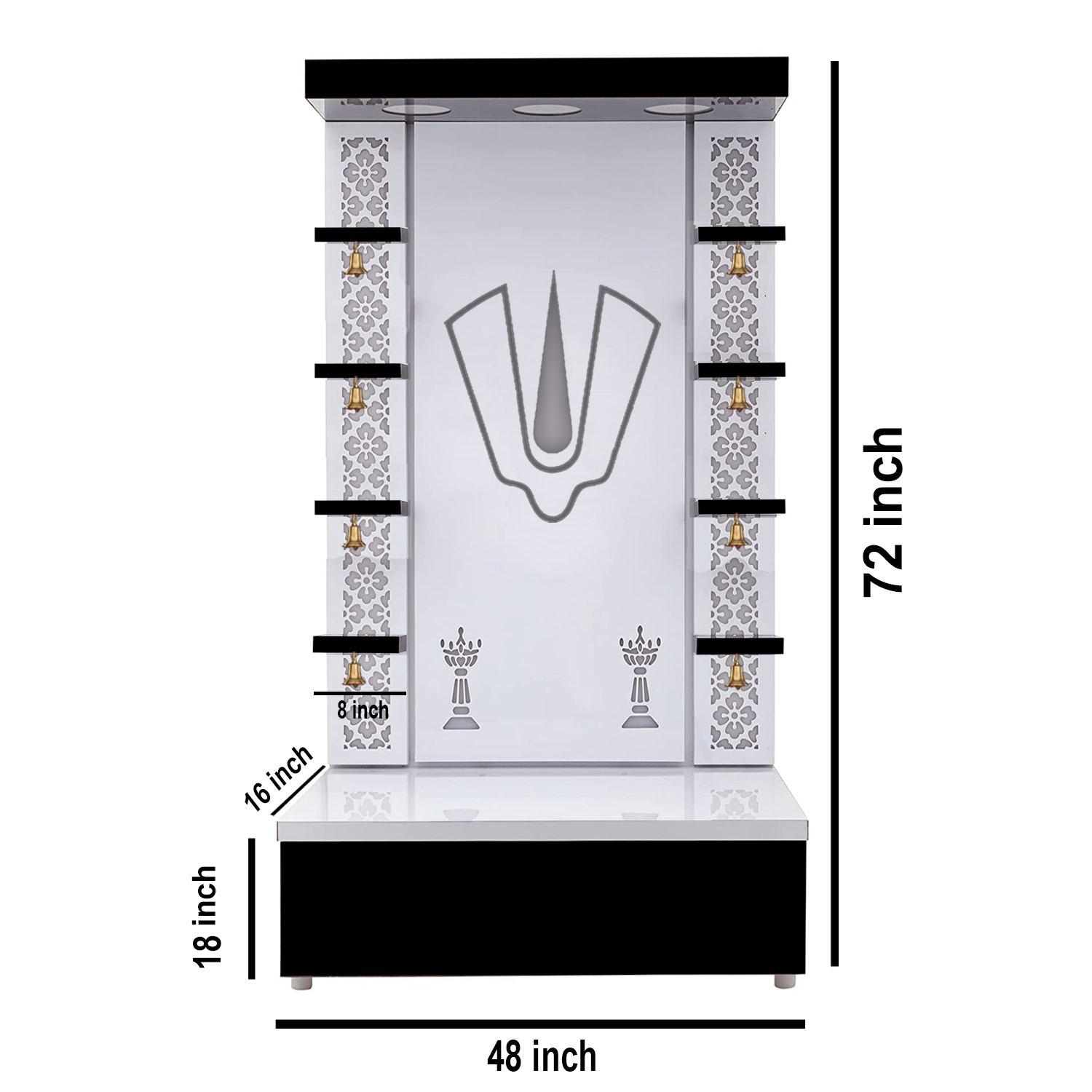 The Temple hub Wooden Temple | Black Mandir With LED Light Puja Mandir For Home & Office Decor - Image 9