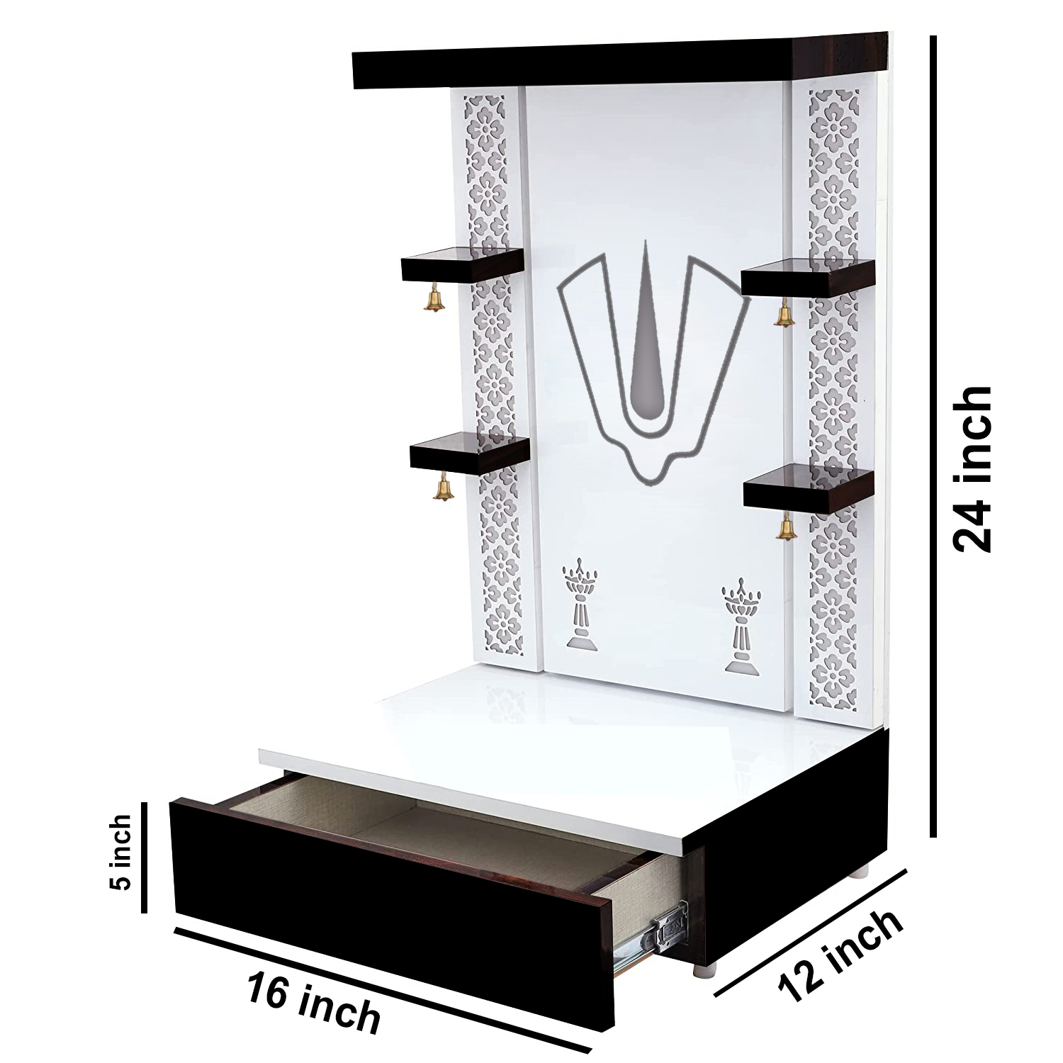 The Temple hub Wooden Temple | Black Mandir With LED Light Puja Mandir For Home & Office Decor - Image 2