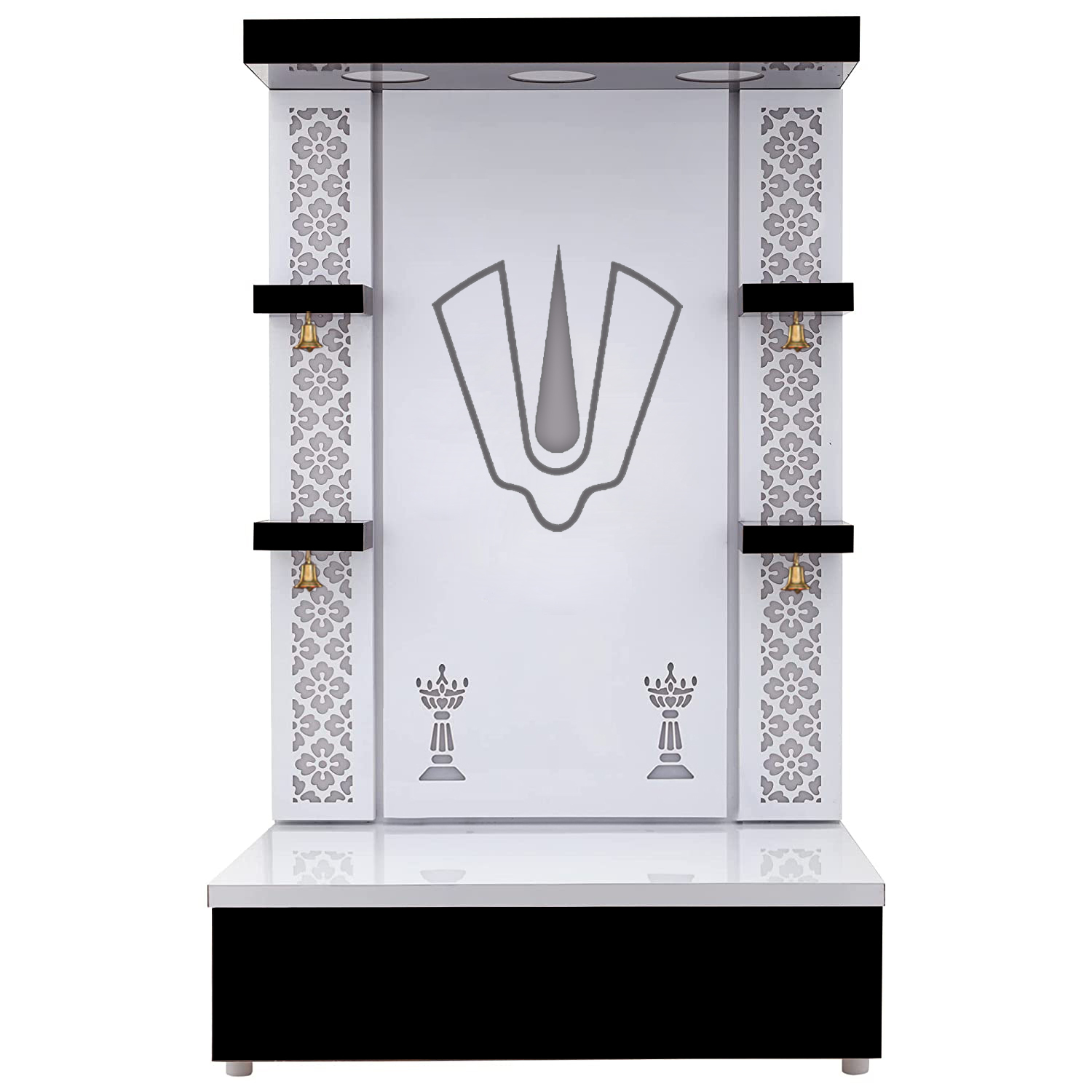 The Temple hub Wooden Temple | Black Mandir With LED Light Puja Mandir For Home & Office Decor