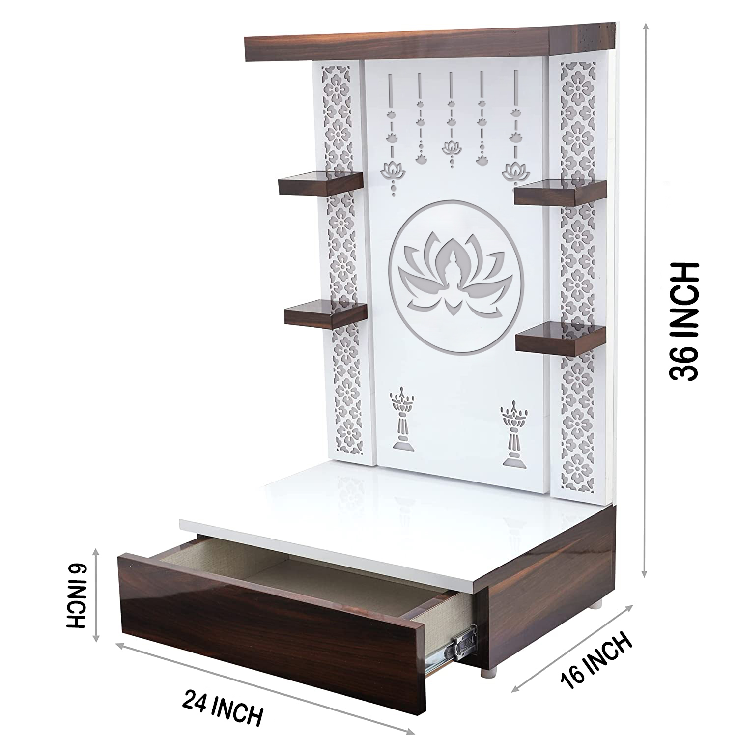 The Temple hub Wooden Temple | White Mandir With LED Light Puja Mandir For Home & Office Decor - Image 5