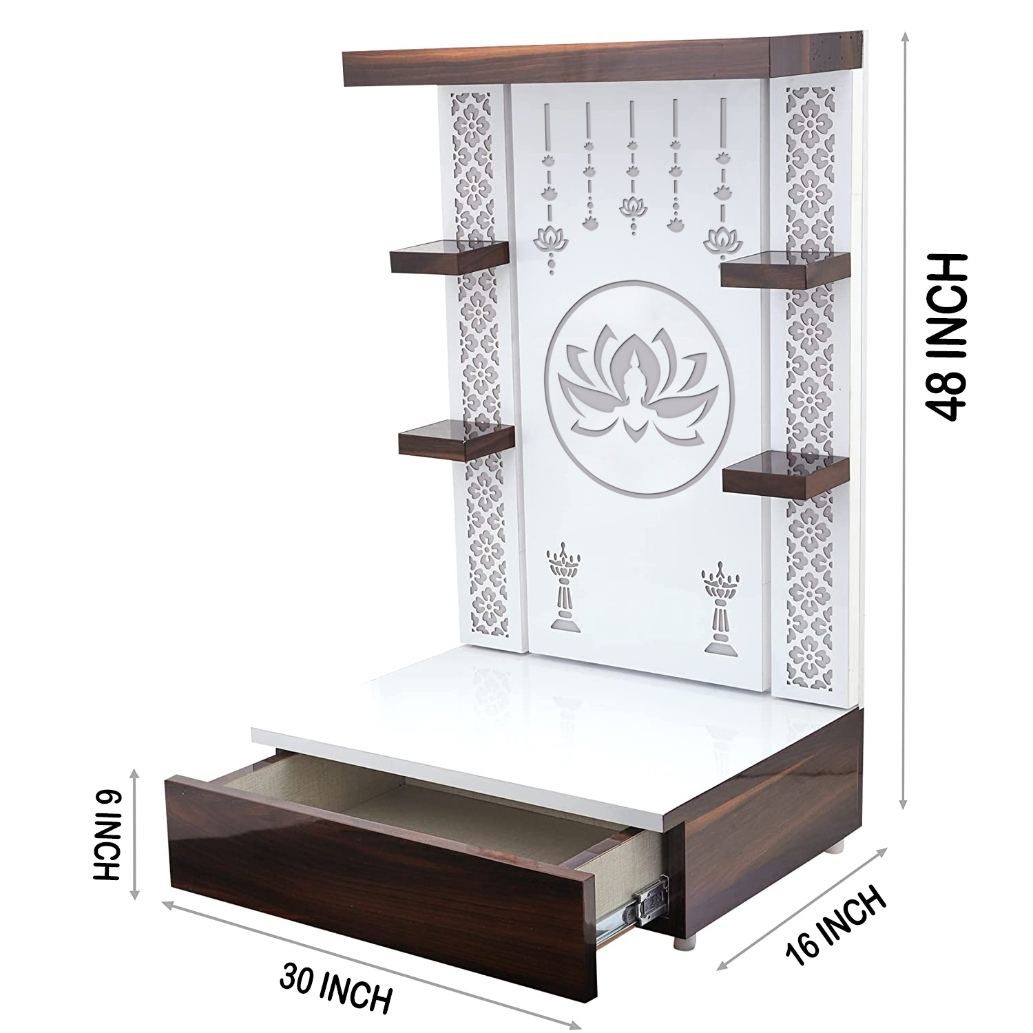 The Temple hub Wooden Temple | White Mandir With LED Light Puja Mandir For Home & Office Decor - Image 6