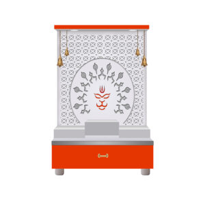 The Temple hub Wooden Temple | Orange Mandir With LED Light Puja Mandir For Home & Office Decor