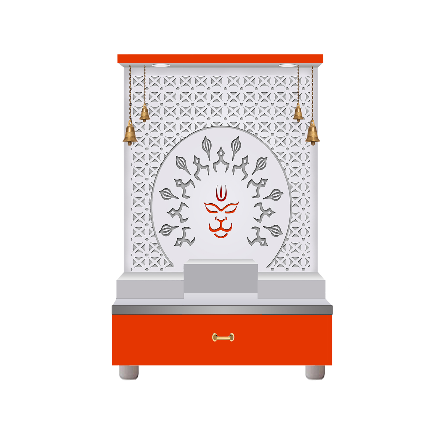 The Temple hub Wooden Temple | Orange Mandir With LED Light Puja Mandir For Home & Office Decor