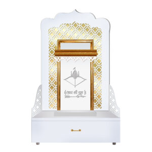 The Temple hub Wooden Temple | White Mandir With LED Light Puja Mandir For Home & Office Decor