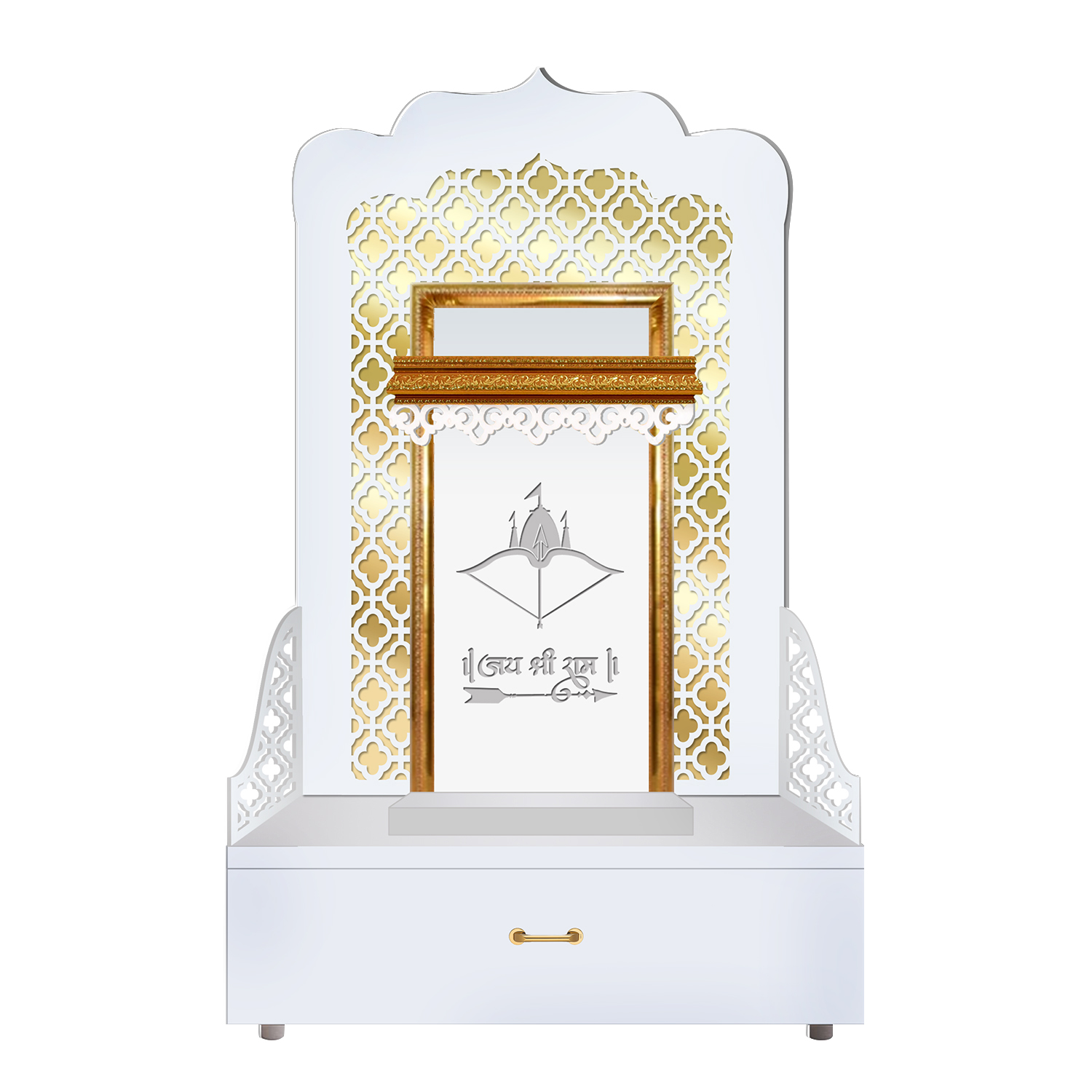 The Temple hub Wooden Temple | White Mandir With LED Light Puja Mandir For Home & Office Decor