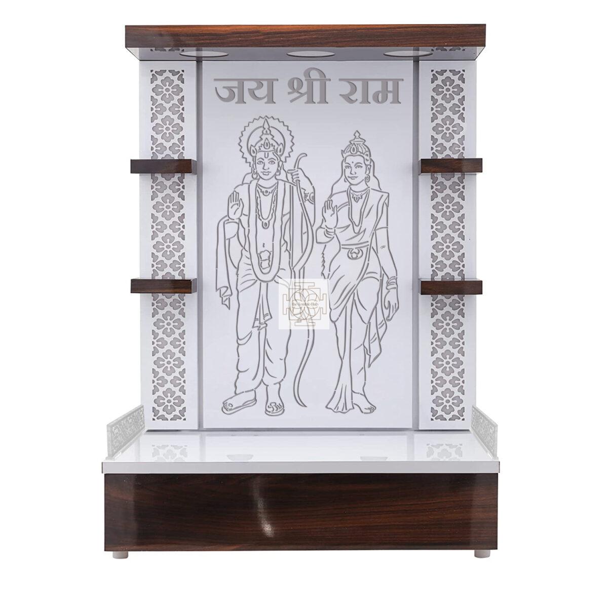 The Temple hub Wooden Temple | White Mandir With LED Light Puja Mandir For Home & Office Decor