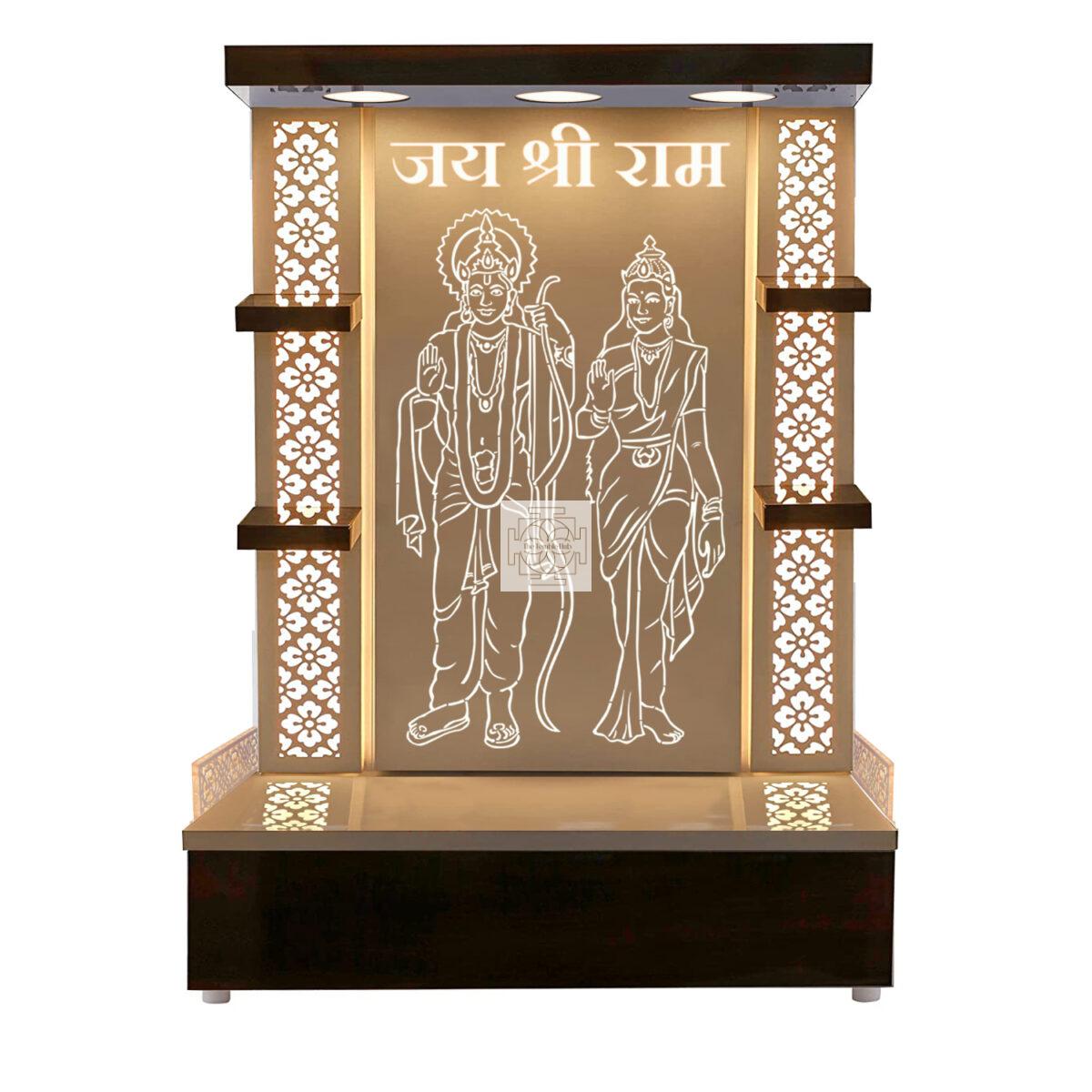 The Temple hub Wooden Temple | White Mandir With LED Light Puja Mandir For Home & Office Decor - Image 2