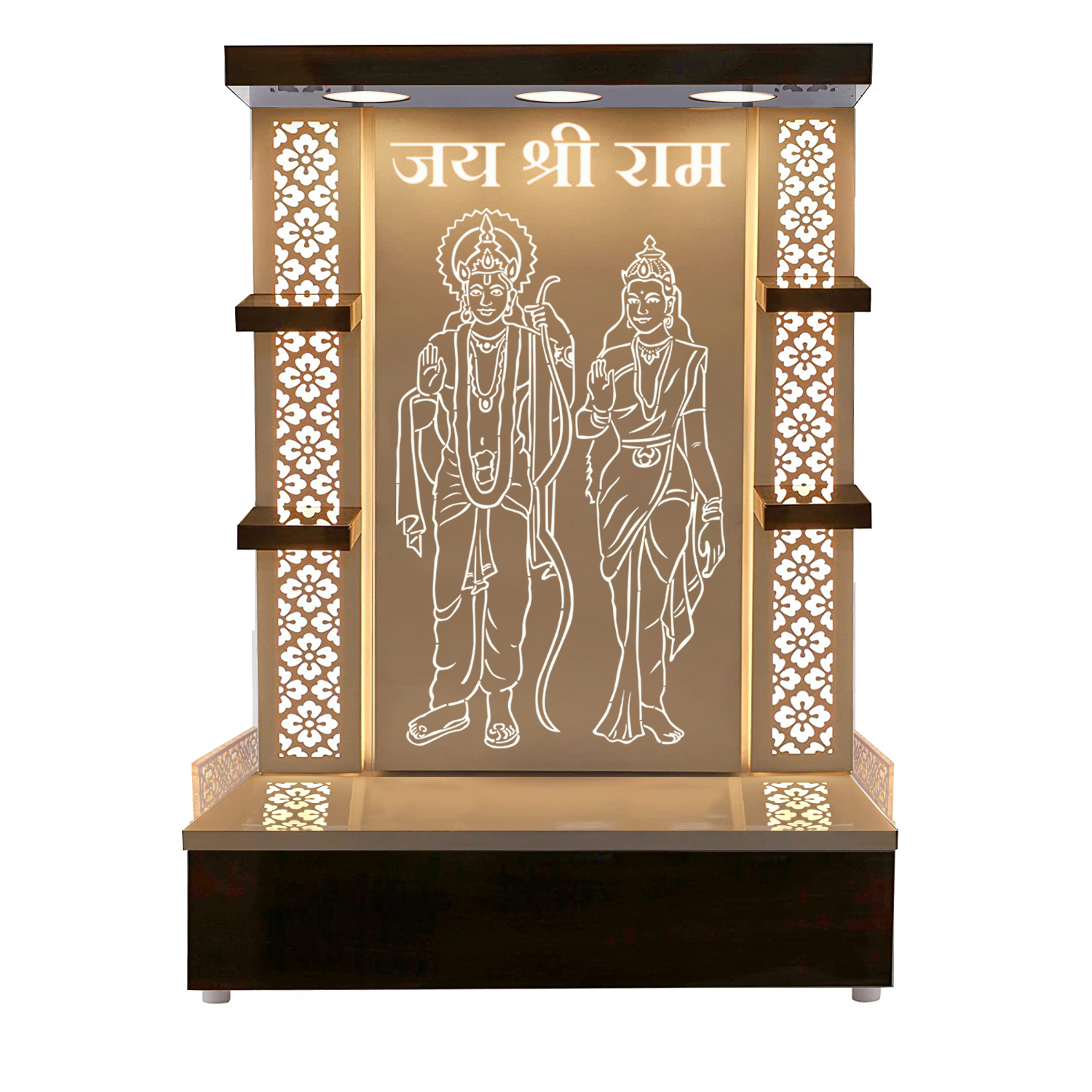 The Temple hub Wooden Temple | White Mandir With LED Light Puja Mandir For Home & Office Decor - Image 2