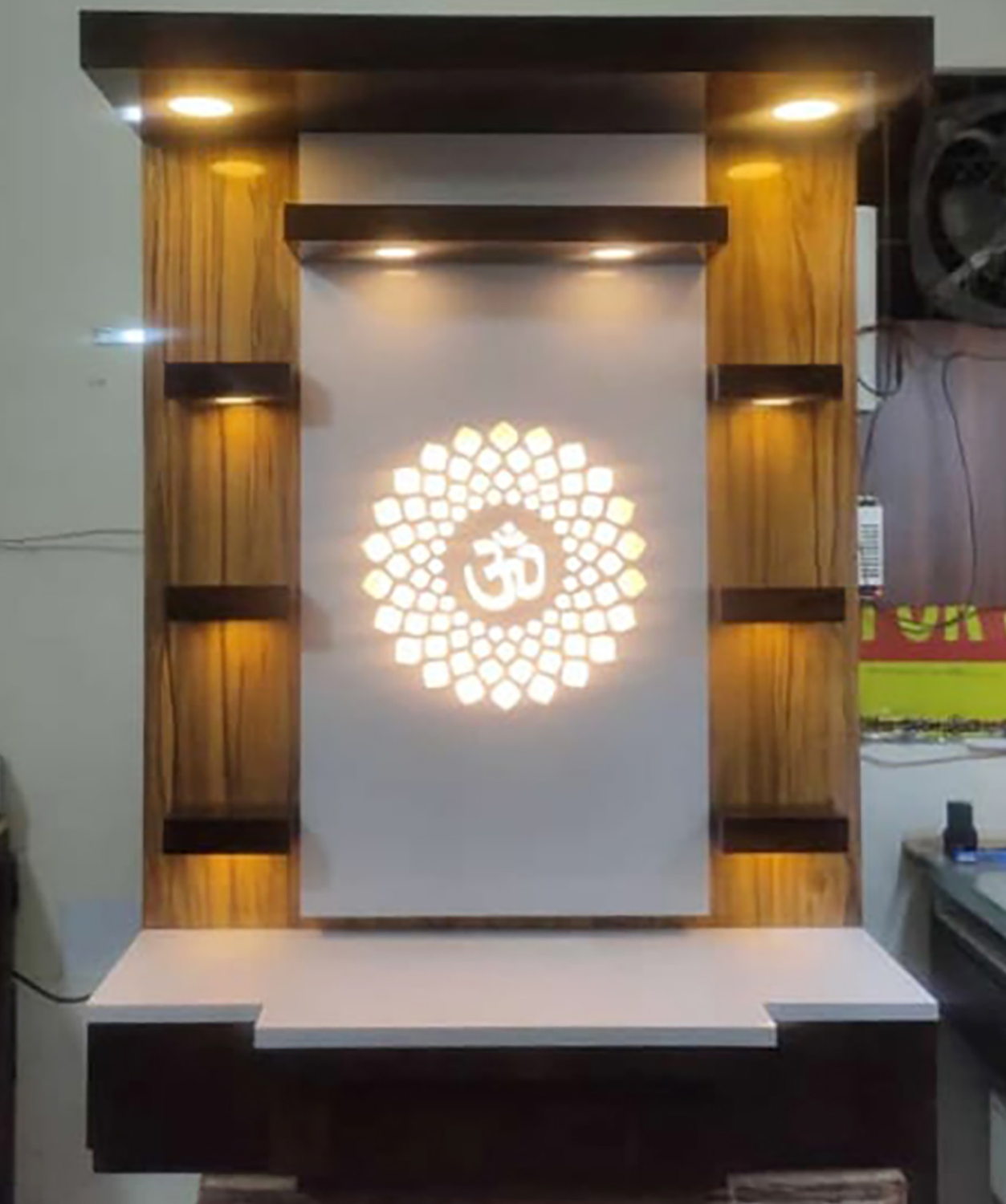 The Temple hub Wooden Temple | Brown Mandir With LED Light Puja Mandir For Home & Office Decor - Image 2