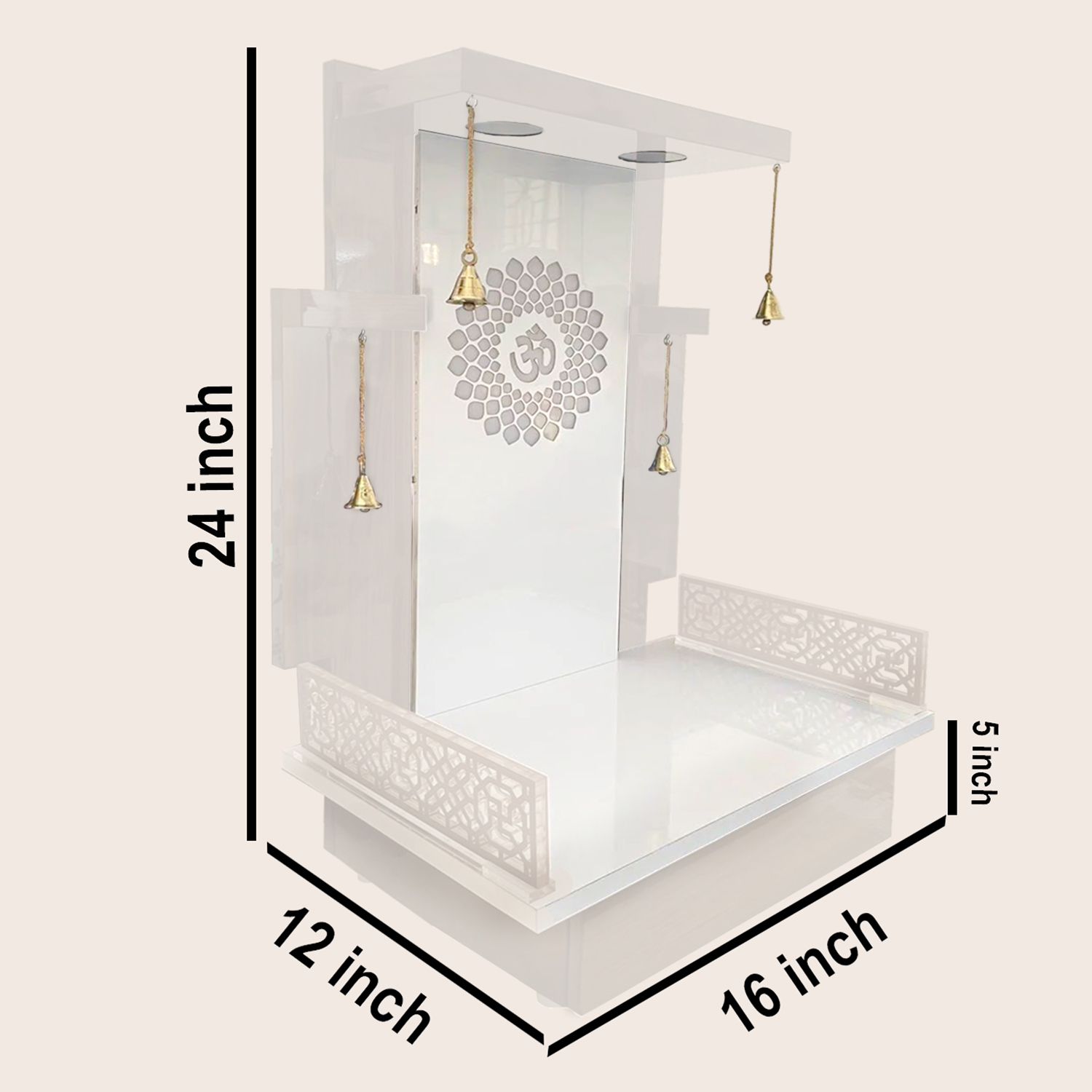 The Temple hub Wooden Temple | White Mandir With LED Light Puja Mandir For Home & Office Decor - Image 5