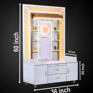 The Temple hub Wooden Temple | White Mandir With LED Light Puja Mandir For Home & Office Decor 60 x 36 x 16 inch